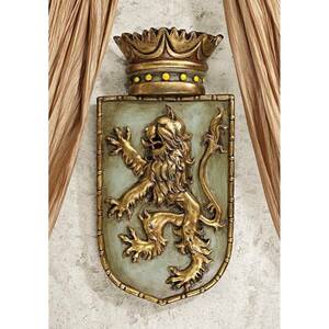 中世 イングランド王室紋章 獅子の盾 壁掛け彫刻インテリア置物