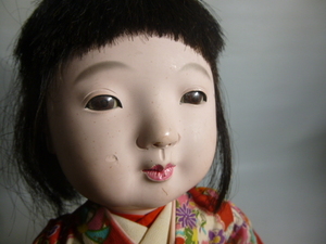 市松人形　日本人形　女の子　在銘　高さ約38.6ｃｍ/23051511
