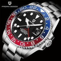 【Blue Red】メンズ高品質腕時計 海外人気ブランド PAGANI GMT watch 機械式 耐衝撃 カレンダー 防水 耐磁_画像1