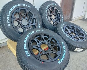 ジムニー JB23 JB64 JA22 JA12 JA11 BDX08 ヨコハマ ジオランダーAT 185/85R16 タイヤホイールセット 16インチ ホワイトレター