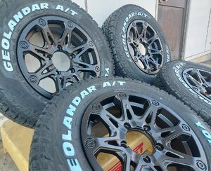 ジムニー JB23 JB64 JA22 JA12 JA11 BDX08 ヨコハマ ジオランダーAT 185/85R16 タイヤホイールセット 16インチ ホワイトレター