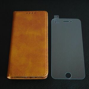 【2点セット】iPhoneSE 第二・第三世代 iPhone7/8 レザーケース+画面保護ガラス 手帳型 カード収納 液晶保護