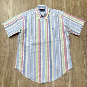 [ стоимость доставки 360 иен ] прекрасный товар Ralph Lauren Ralph Lauren рубашка с коротким рукавом красочный полоса многоцветный размер M мужской б/у одежда Vintage R-4386