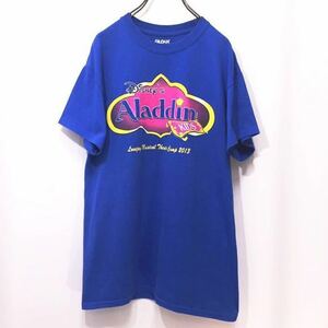 【送料360円】古着 アラジン Aladdin GILDAN ギルダン ディズニープリント Tシャツ レディース Sサイズ クルーネック 半袖 青 ブルー O-689