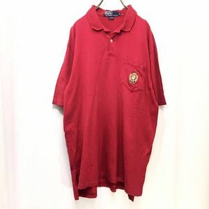 【送料360円】Polo by Ralph Lauren ポロバイラルフローレン 半袖ポロシャツ 男性用 メンズ Mサイズ 綿素材 赤系 レッド K-1301