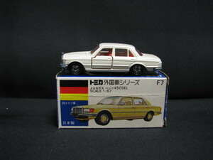 100. 置き古し　未使用　当時物　トミカ　外国車 シリーズ　青箱 F7　1/67　メルセデス ベンツ 450SEL　日本製 T25　ミニカー　