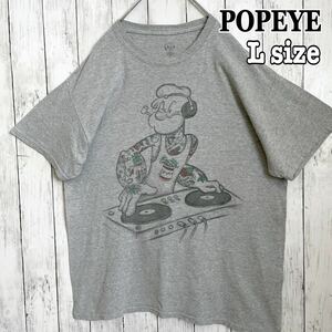 POPEYE ポパイ DJ 半袖Tシャツ グレー キャラクター ユニセックス 海外輸入 古着