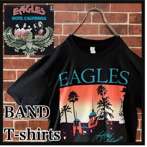 【美品】EAGLES イーグルス　ホテルカリフォルニア　バンドTシャツ 黒　古着　M ROCK RAP MOVIE ドンヘンリー　