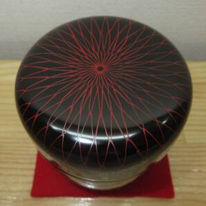 【逢絢亭・新品】茶道具 棗 中棗 山中塗 黒塗 朱網目蒔絵 木製 中村湖彩 共箱入り