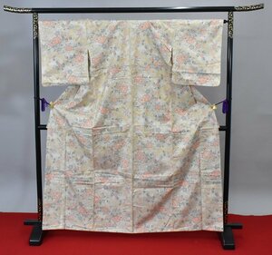 【桜庭呉服店】 紬 つむぎ 花 秋草文 おしゃれ 身丈159cm 裄丈67.5cm ★着物 pb-1736