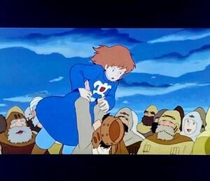 『風の谷のナウシカ (1984) NAUSICAA OF THE VALLEY OF WIND』35mm フィルム 5コマ スタジオジブリ 映画　村人と再会　Film Studio Ghibli