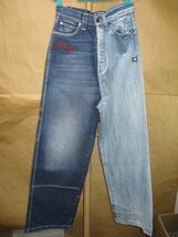 バレンシアガ　BALENCIAGA 　22SS JEAN 50/50 A COUPE AMPLE ルーズフィット デストロイ　バイカラー　デニム　 ワイド ジーンズ XXS_画像2