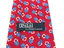 ポロ ラルフローレン 小紋柄 高級 シルク アメリカ ブランド ネクタイ メンズ 赤 良品 Polo Ralph Lauren_画像3