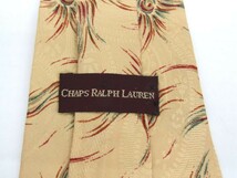 チャップスラルフローレン 総柄 花模様 高級 シルク アメリカ ブランド ネクタイ メンズ ベージュ 良品 CHAPS Ralph Lauren_画像3