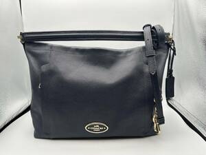 COACH 34312 スカウト ホーボー レザー 2Way バッグ ブラック ハンド ショルダー コーチ 鞄 かばん レディース