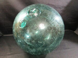 【浮き球 ガラス玉 気泡入り エンボス 北 直径 約36㎝ 重さ 約5㎏】グリーン系/吹きガラス/硝子/レトロ/インテリア
