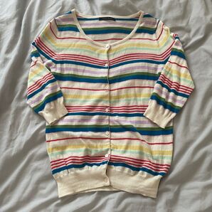マルチボーダー カーディガン 七分袖