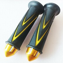 アルミ ハンドル グリップ 22.2mm バーエンド 一体型 金 FZR250 FZR250R FZ250 フェザー FZ400 FZR400 FZR400R FZR400RR 汎用_画像2