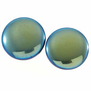 C6881* blue group metallic round Shape * simple retro circle shape Czech production glass * Vintage earrings *