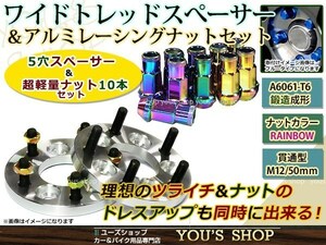 オデッセイ RB1/RB2 ワイド スペーサー 5H PCD114.3/M12 P1.5 15mm 2枚 レーシングナット M12 P1.5 50mm 貫通型 焼き