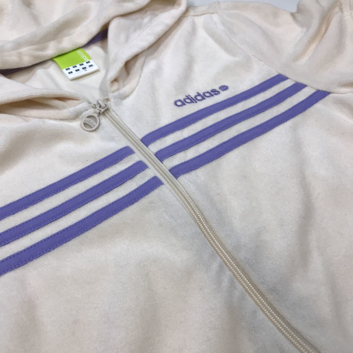 ○ adidas アディダス 半袖パーカー フルジップパーカー タオル生地