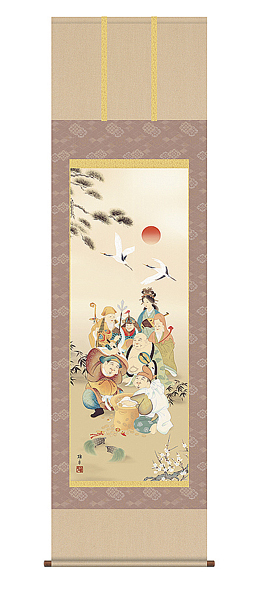 New Hanging Scroll Seven Lucky Gods Shakugo Yuhei Ukai Hanging Scroll Good Luck Painting, artwork, book, hanging scroll