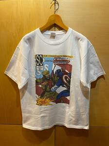 マーベル コミック キャプテンアメリカ Tシャツ メンズ L スペイン語 古着 半袖 白