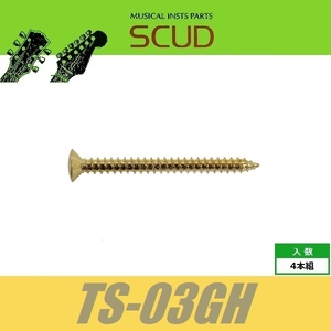 SCUD TS-03GH　ネックジョイントビス　ネックプレート/スプリングホルダー用　ミリ　Φ4 xL45mm　丸皿頭　4pcs　ゴールド　ねじ　スカッド