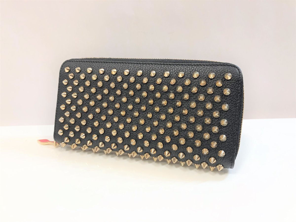 Christian Louboutin◇W PANETTONE WALLET CALF/SPIKES MIX/スパイクスタッズ長財布/レザー/箱 17ss 本物 クリスチャン・ルブタン スタッズ財布 パネトーネ