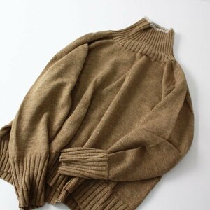 2022AW MHL M H L Margaret Howell Scotland made linen wool roast neck knitted 2/ beige [2400013320610]