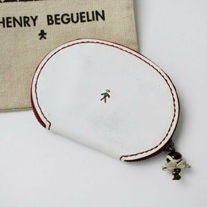 HENRY BEGUELIN エンリーベグリン オミノ 刺繍 レザー ラウンドジップ 小銭入れ /ホワイト【2400013334433】