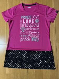 【中古】プリンス　PRINCE　半袖Tシャツ　チュニック　ピンク　水玉　サイズL