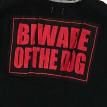 L.G.B. ルグランブルー 【BEWARE OF THE DOG】 半袖 スリム リブ Tシャツ カットソー Sz.2　メンズ 黒 日本製　G3T01486_5#F_画像4