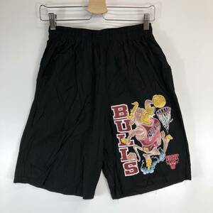 80s USA made UNKNOWN cotton shorts black thin CHICAGO BULLS Chicago bruzL size 