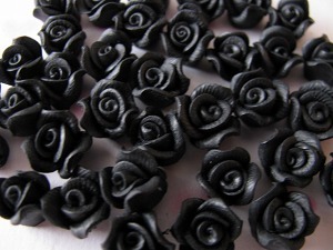 [ super-discount .]8mm resin rose * black 50 piece 