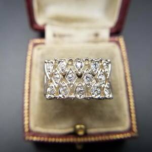  Drop diamond ... Stone Vintage silver ring a-ru deco ring Showa Retro accessory jewelry import 5-X⑤