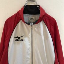 ◆MIZUNO/ミズノ ウインドブレーカー ナイロンジャケット ジャンパー ホワイト 白 レッド 赤 メンズ M ON1173_画像2