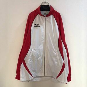 ◆MIZUNO/ミズノ ウインドブレーカー ナイロンジャケット ジャンパー ホワイト 白 レッド 赤 メンズ M ON1173