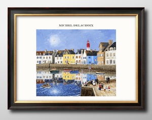 Art hand Auction 13428■¡Envío gratis! Pintura en póster artístico [tamaño A4] Diseño de ilustración de escena de la ciudad de Delacroix, papel mate escandinavo, residencia, interior, otros