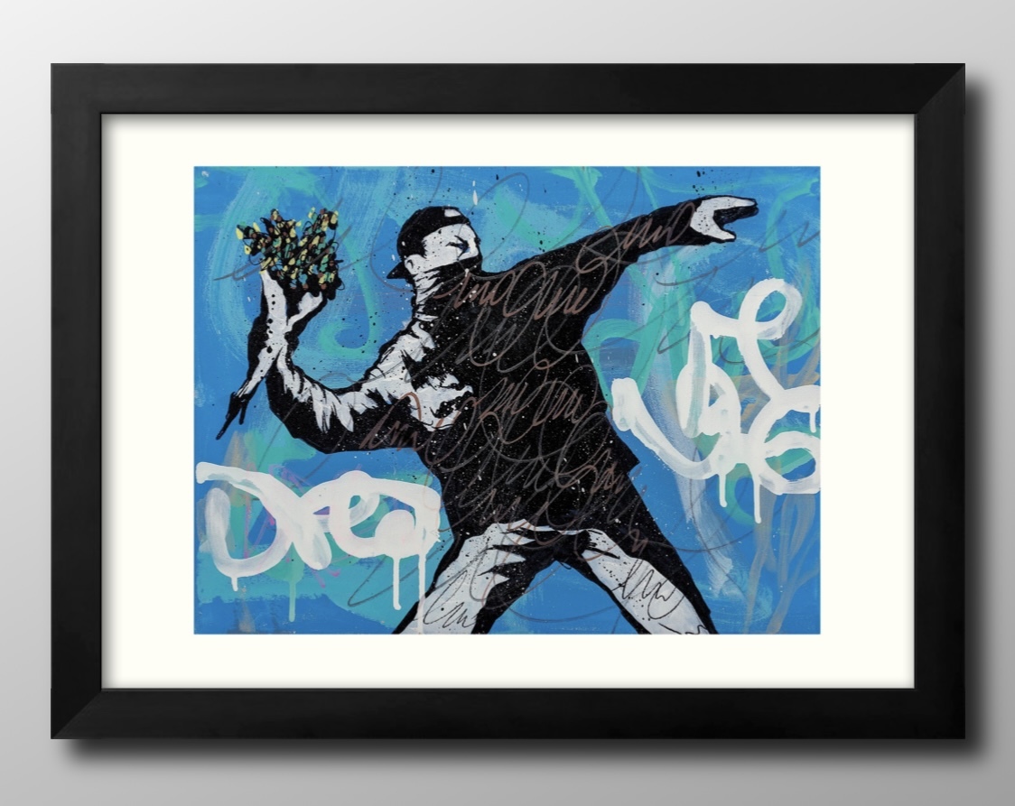 13471■Free shipping!! Art poster painting A3 size Banksy Molotov cocktail in a bouquet illustration design Nordic matte paper, Housing, interior, others