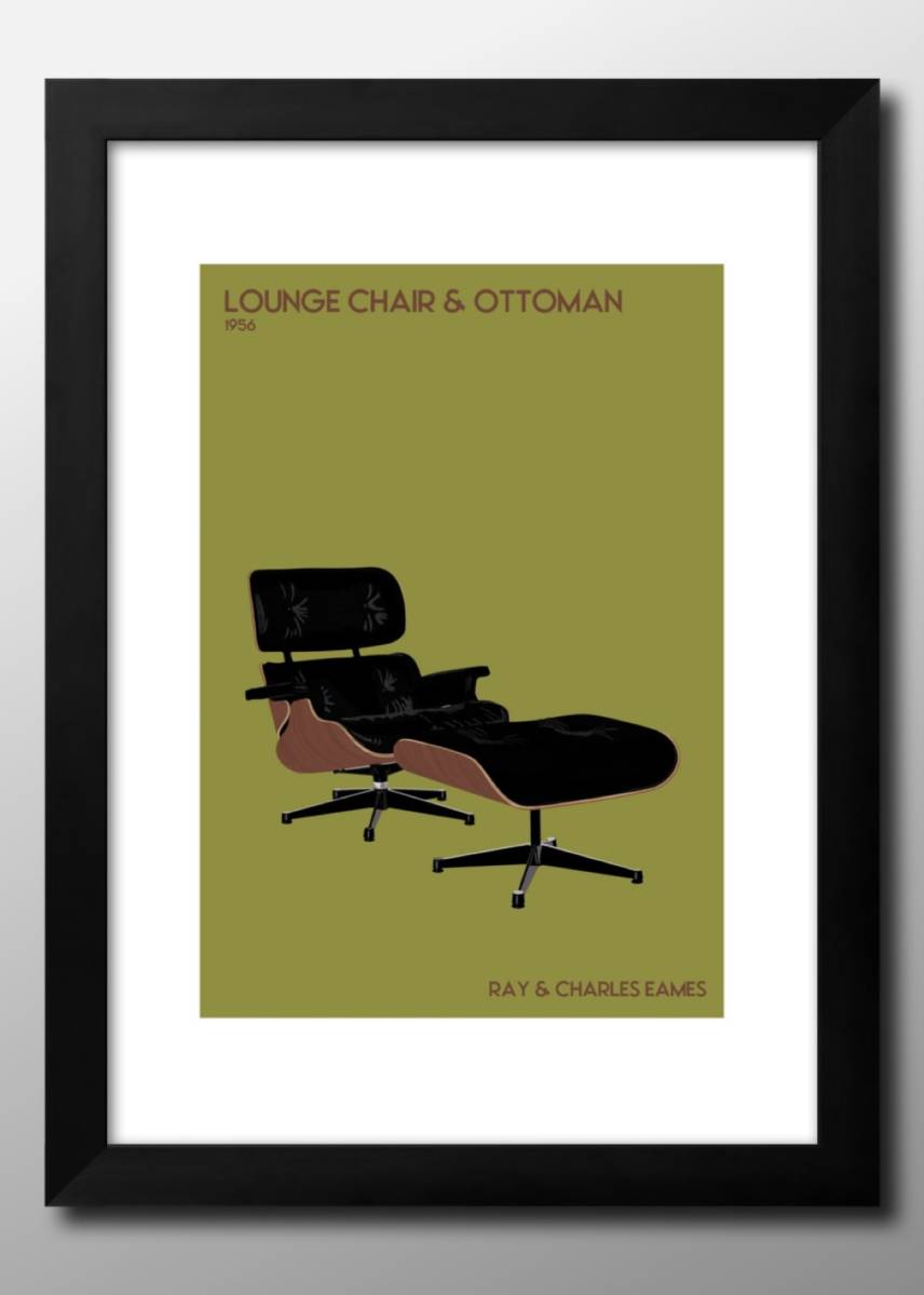 12926 ■Livraison gratuite !! Affiche d'art peinture format A3 Eames Lounge Chair illustration design papier mat nordique, Logement, intérieur, autres