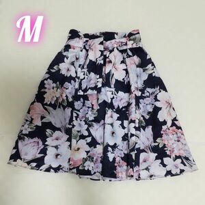 ◆美品◆ ウィルセレクション 花柄 スカート ネイビー Mサイズ