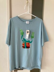 新品未使用　GU とんだ林　蘭コラボプリントＴシャツレディースMサイズゆったりめ商品タグ付き 半袖Tシャツ