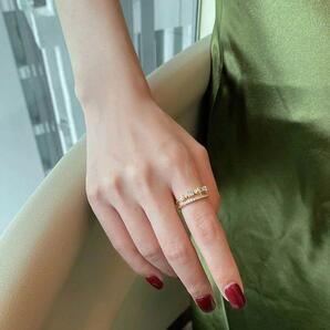 ジルコンダブルリング 指輪 レディース ゴールド 韓国 サイズフリー ファッション キレイ 華奢 ジルコニア 人工ダイヤ 新品の画像6