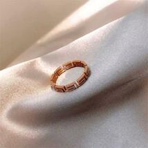 リング　指輪　ピンクゴールド　レディース　11号　デザインリング　シンプル　韓国　ステンレス　人気　アクセサリー　華奢　新品_画像3