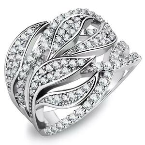 pave ring leaf ring ring zirconia 9 number 11.5 number ... silver adult stylish lady's new goods 