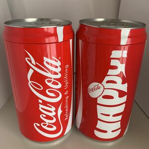 コカ・コーラ　デザイン缶　HAPPY！　Coca-Cola　インテリア　コレクション　空き缶　大型　雑貨　収納　小物入れ★