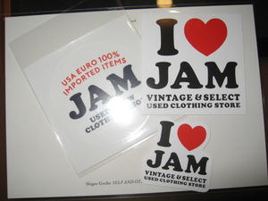 ◆古着屋 JAM◆シール◆ステッカー◆3枚◆I LOVE JAM◆激レア◆