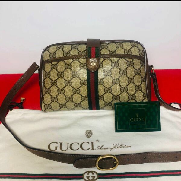  【美品】☆GUCCI オールドグッチ Vintage "GG" シェリーライン ショルダーバッグ 