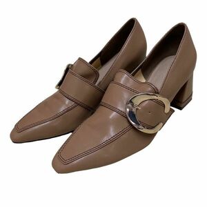 AC943 RANDA Ran da lady's pumps M 23cm ~ 23.5cm Brown leather buckle excellent 